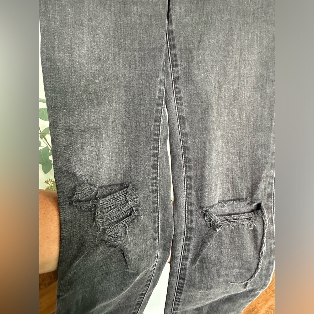 Madewell Curvy High-Rise Skinny Jeans Black Sea Distressed Raw Hem Size 25 - Picture 4 of 15